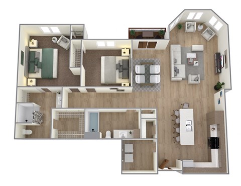 1 Bed 1 Bath Floor Plan D at Bella Rose Apartments, Hudson, 54016